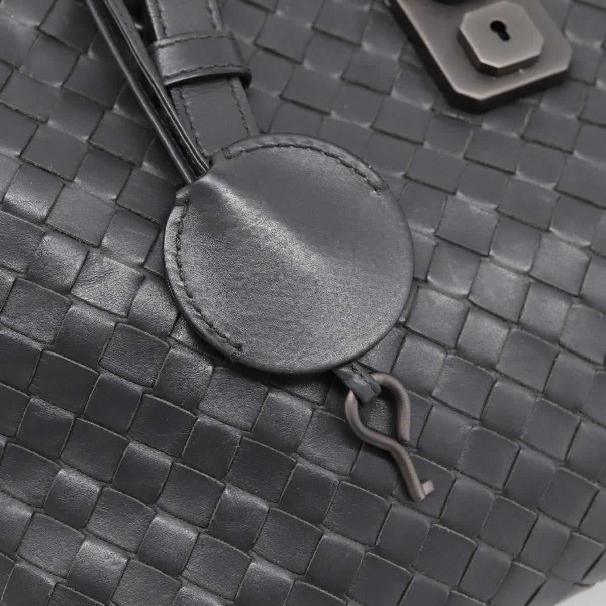 Bottega Veneta Roma Intrecciato Nappa Gray Leather Handbag (Pre-Owned)