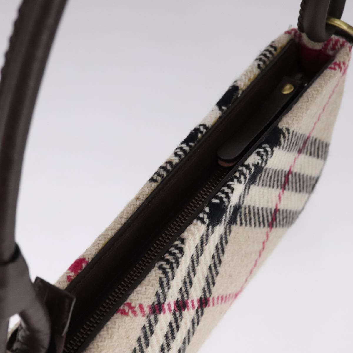 Burberry Nova Check Beige Wool Shoulder Bag (Pre-Owned)