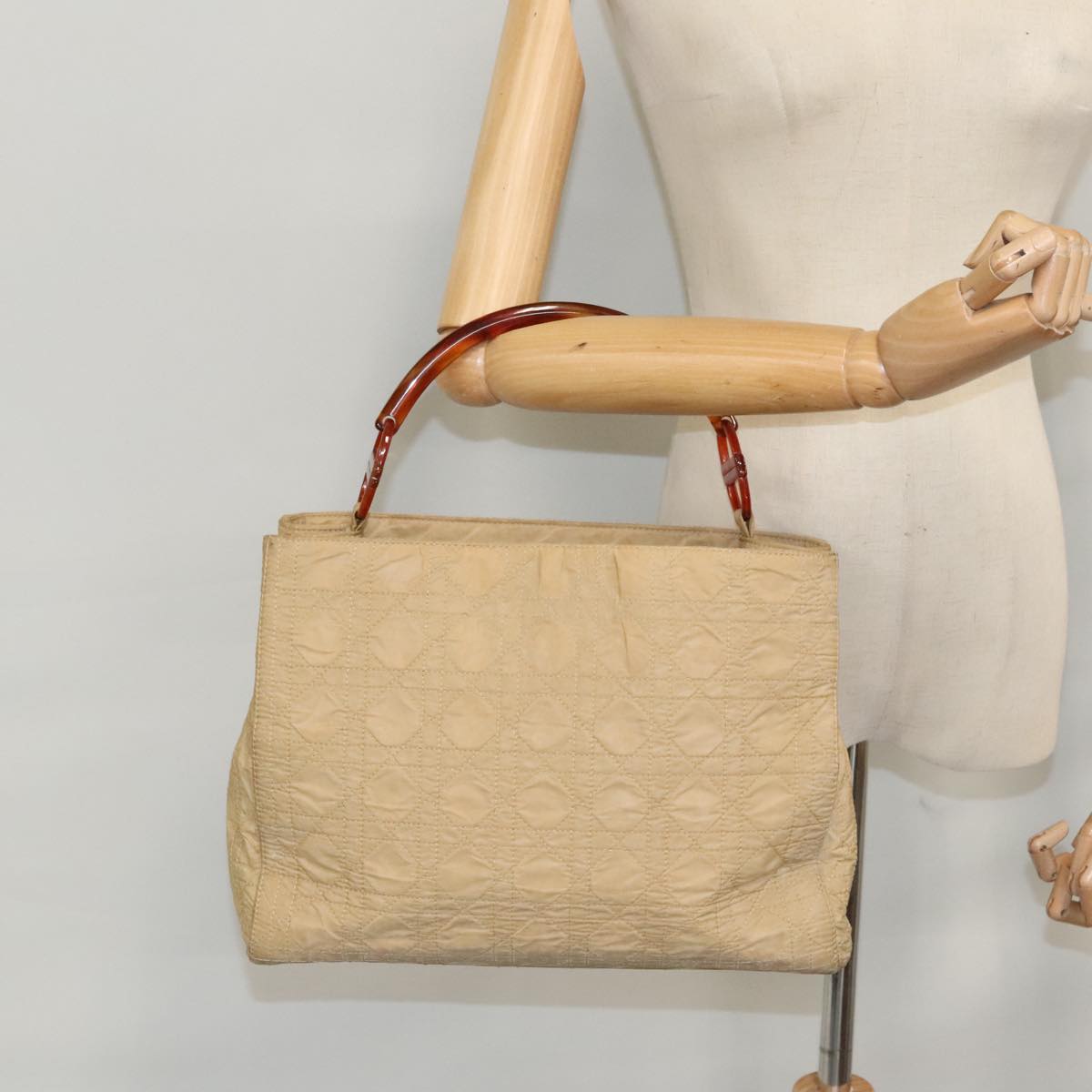 Dior Cannage Lady Beige Synthetic Tote Bag (Pre-Owned)