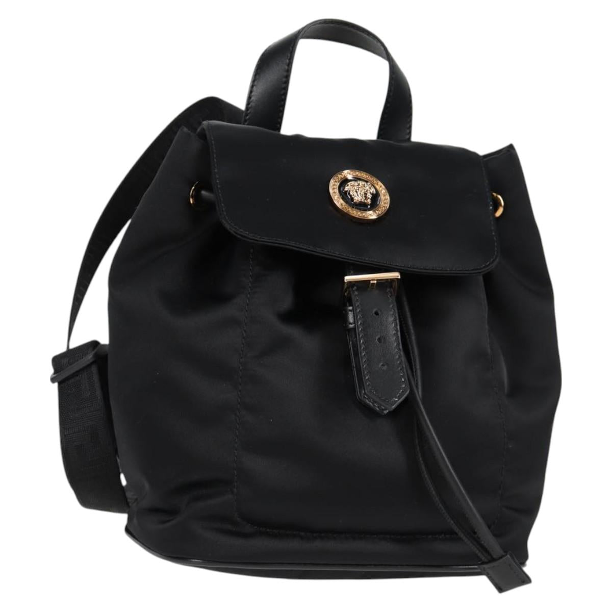 Versace Medusa Black Nylon Backpack Bag (Pre-Owned)