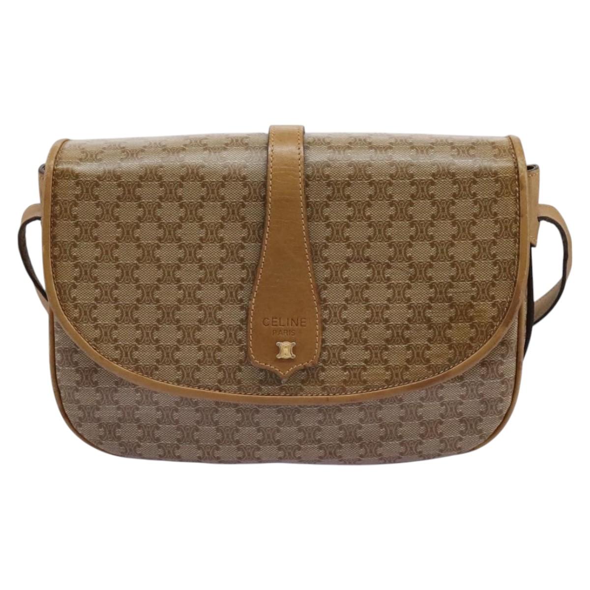 Céline Macadam Beige Canvas Shoulder Bag (Pre-Owned)