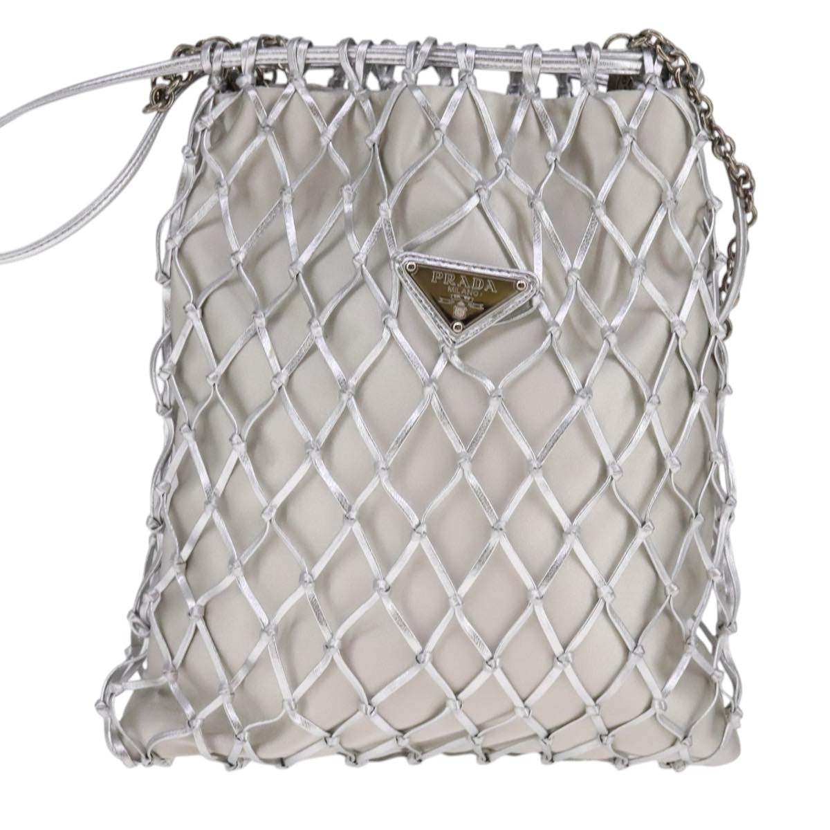 Prada Silver Synthetic Shoulder Bag (Pre-Owned)