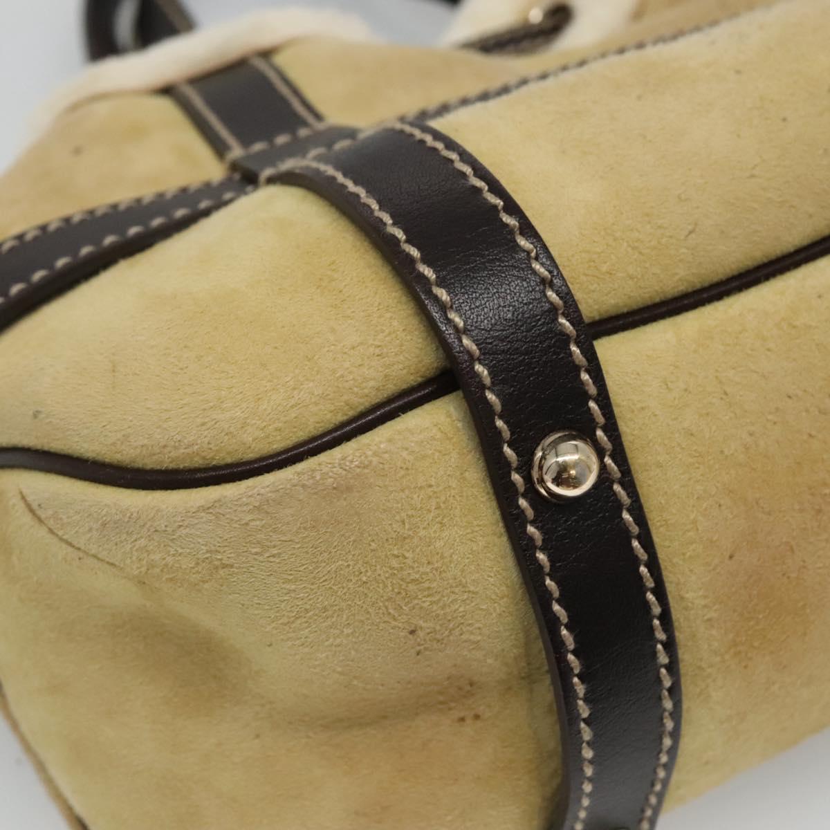 Gucci Bamboo Beige Suede Shoulder Bag (Pre-Owned)
