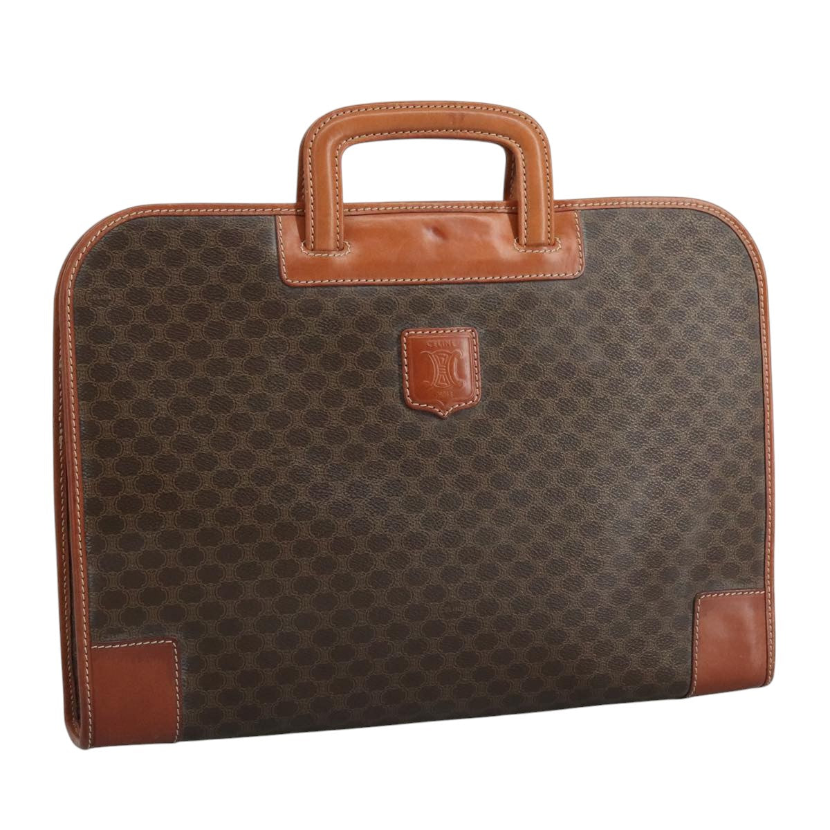 Céline Macadam Brown Canvas Briefcase Bag (Pre-Owned)