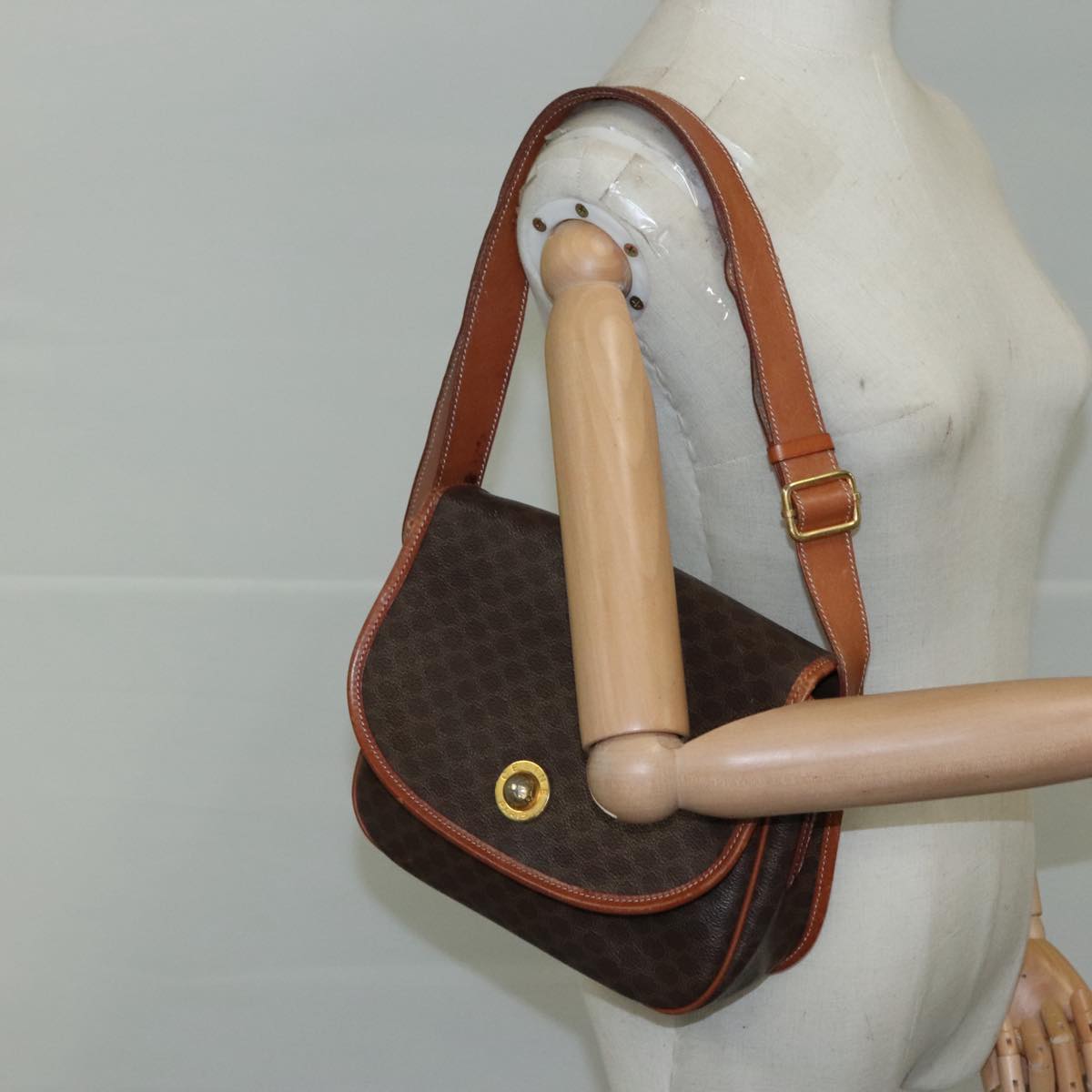 Céline Macadam Brown Canvas Shoulder Bag (Pre-Owned)