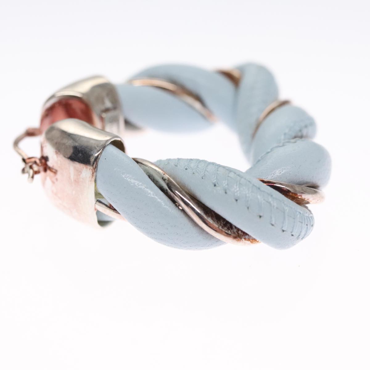 Bottega Veneta Triangle Blue Leather Earring Jewelry (Pre-Owned)