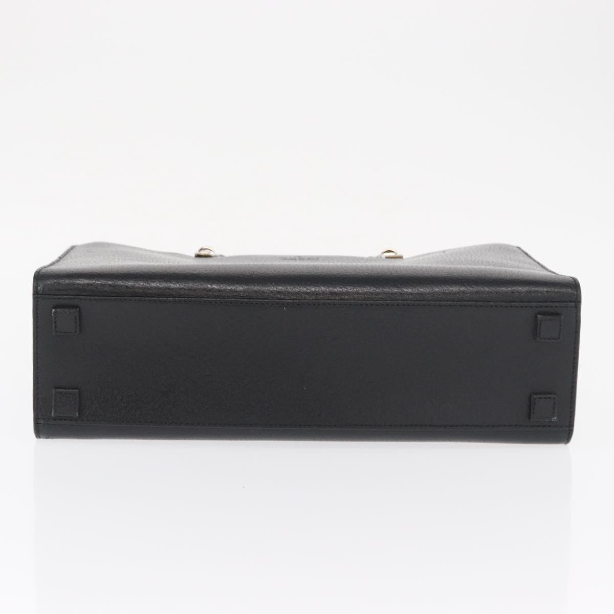 Gucci Vintage Bamboo Handle Leather Black Leather Handbag (Pre-Owned)