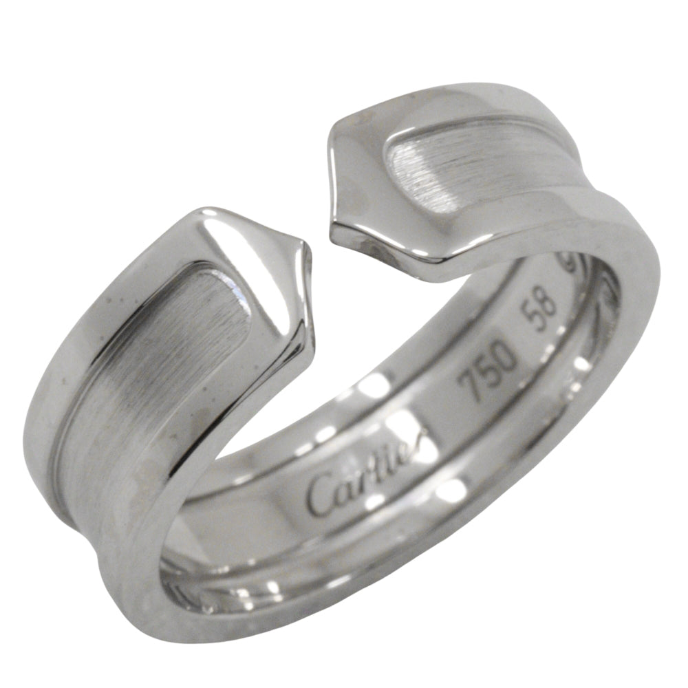 Cartier 2C C2 Silver White Gold Ring Jewelry (Pre-Owned)