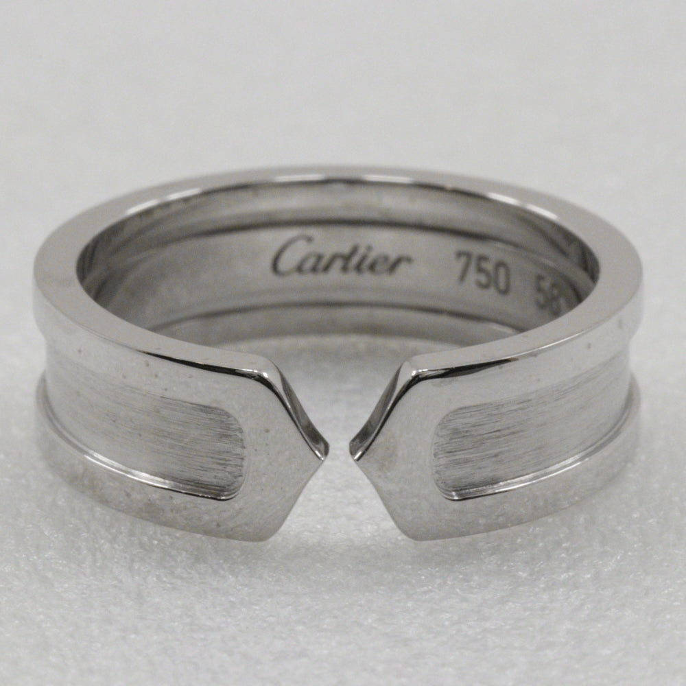 Cartier 2C C2 Silver White Gold Ring Jewelry (Pre-Owned)