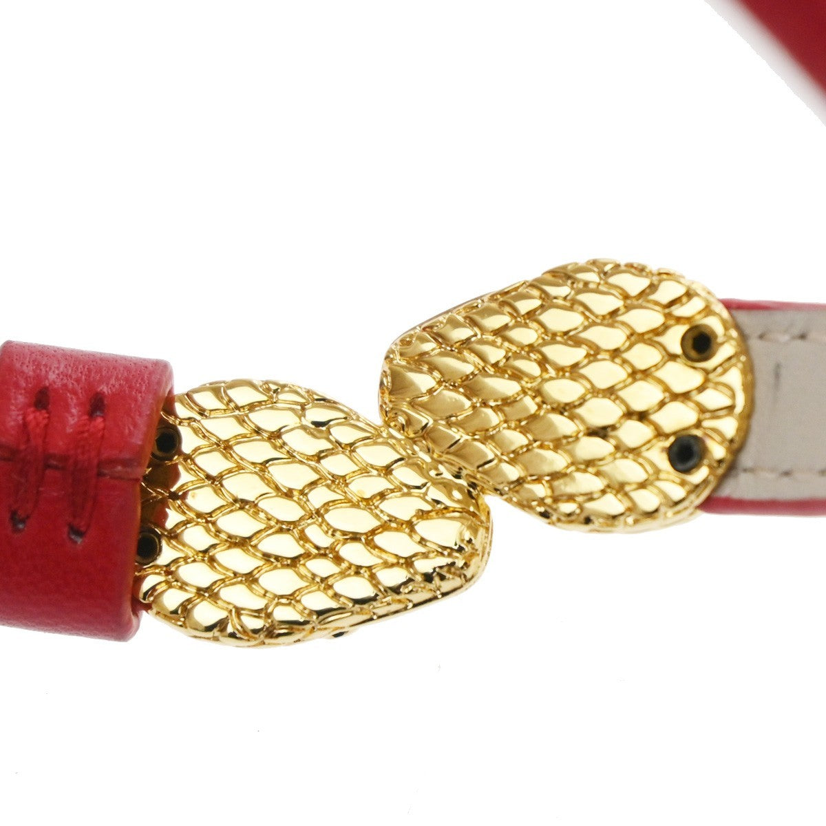 Bvlgari Serpenti Forever Double Wrap Leather Red Leather Bracelet Jewelry (Pre-Owned)