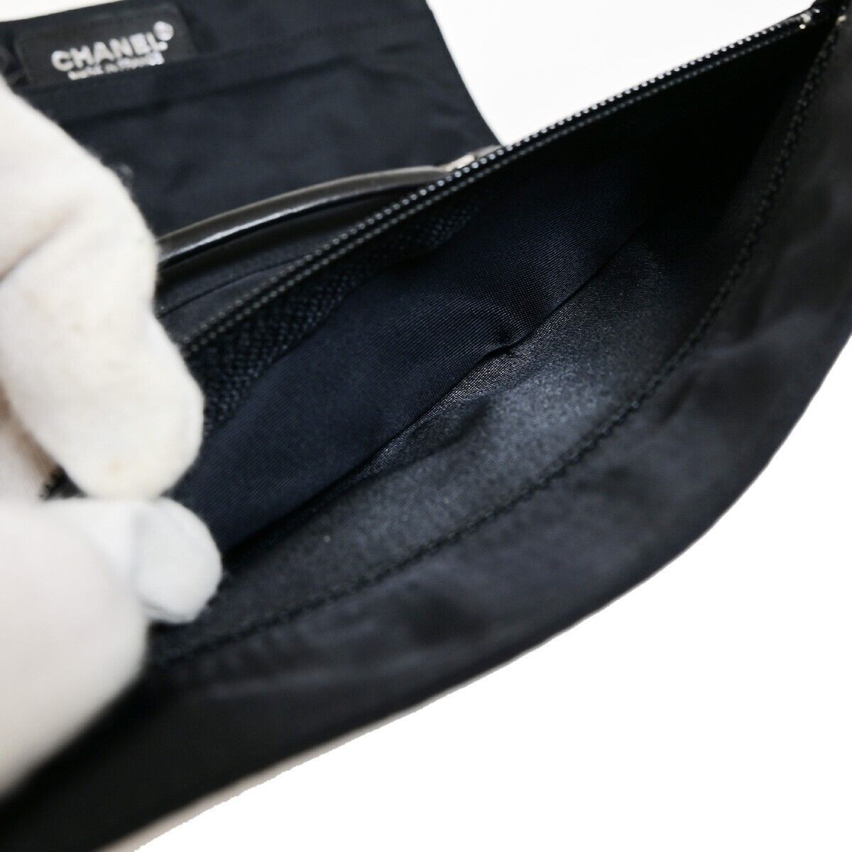 Chanel Travel Line Black Canvas Clutch Bag (Pre-Owned)