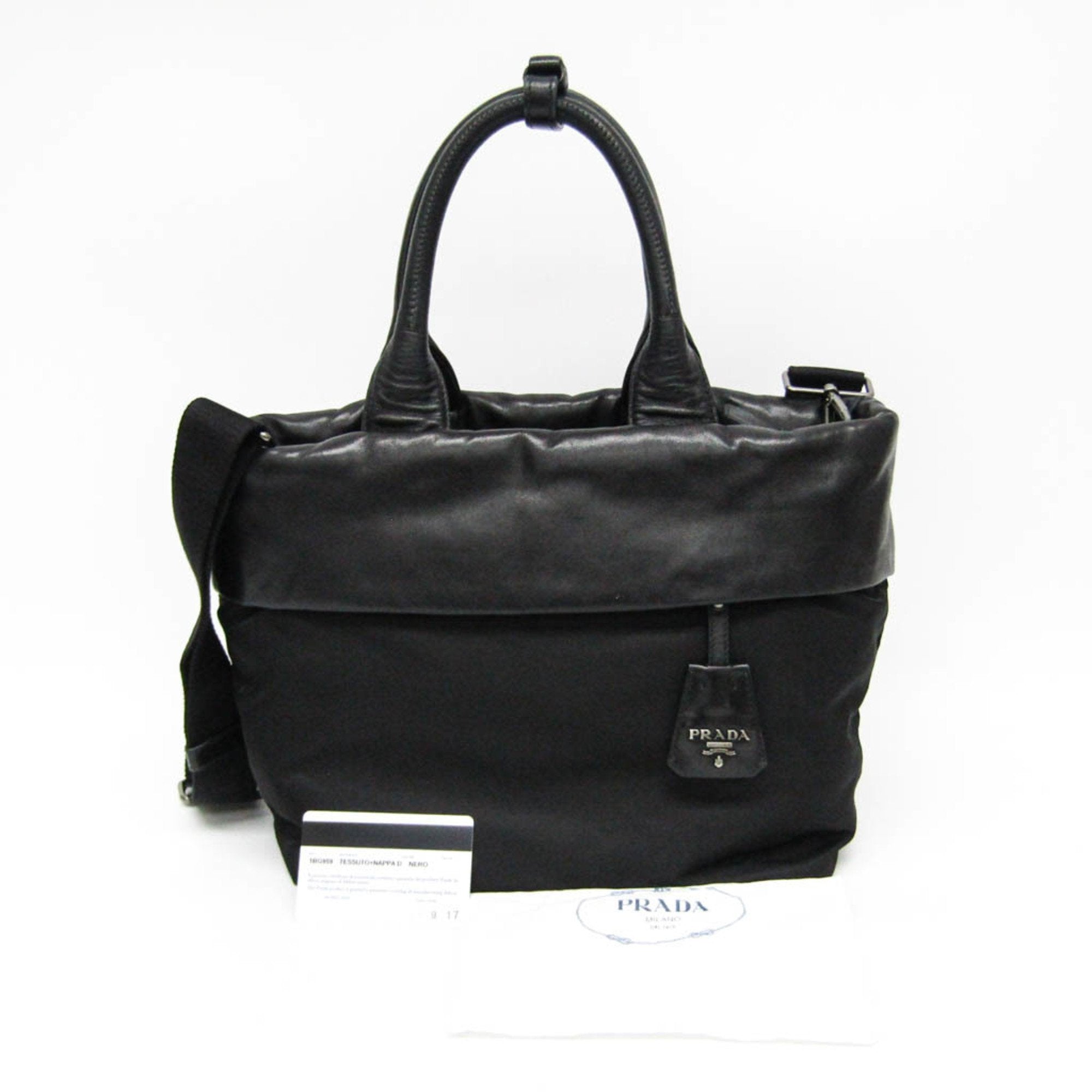 Prada Tessuto Black Canvas Handbag (Pre-Owned)