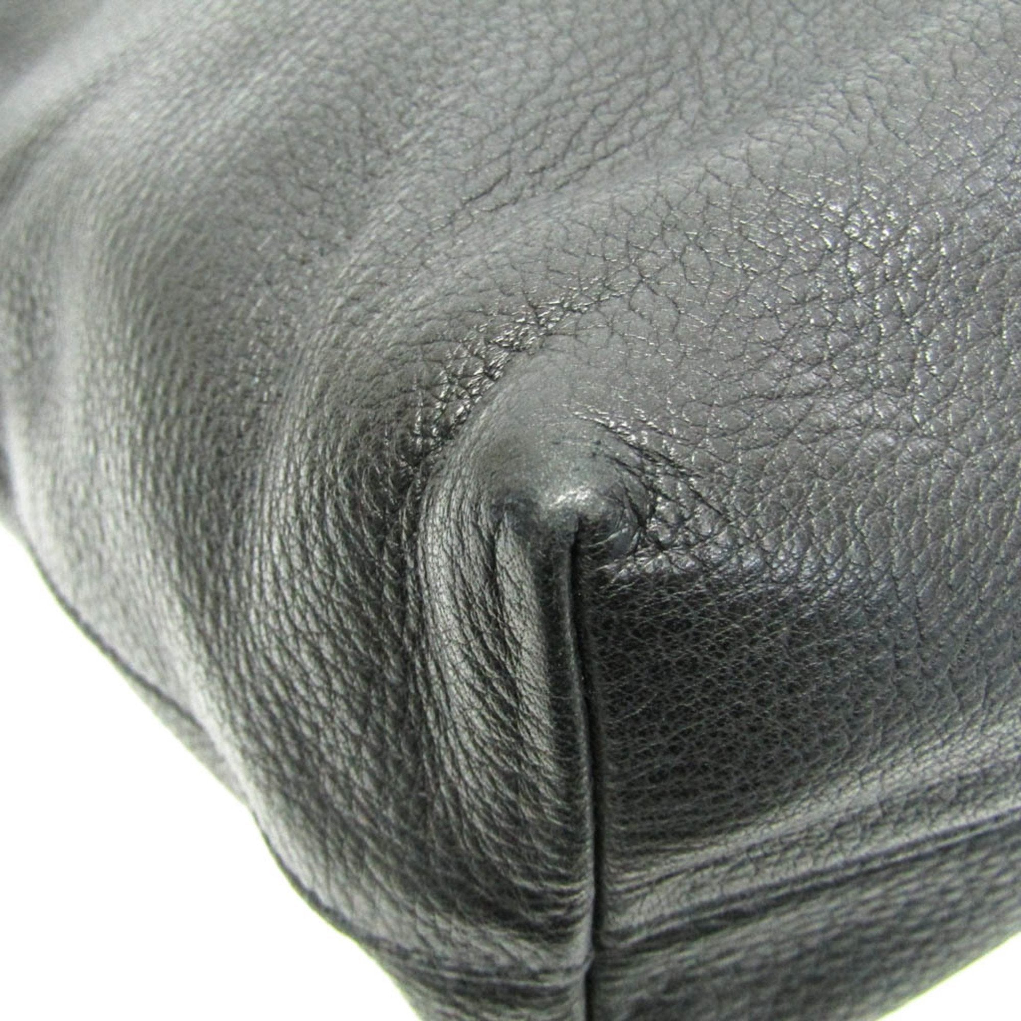 Prada Vitello Black Leather Shoulder Bag (Pre-Owned)