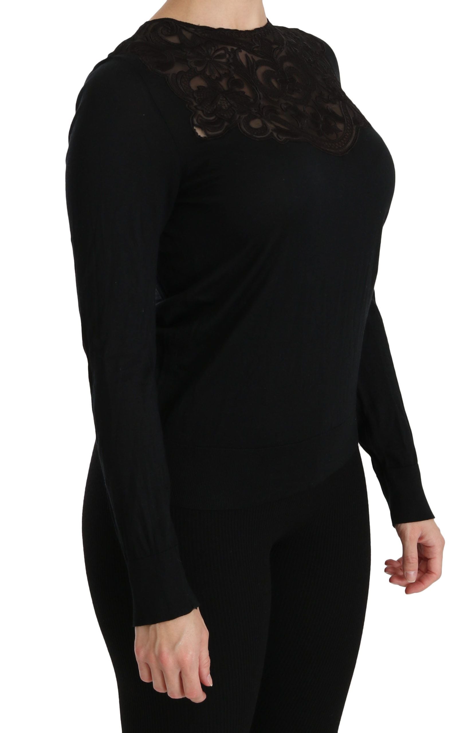 Dolce & Gabbana Elegant Silk-Blend Black Lace Women's Blouse