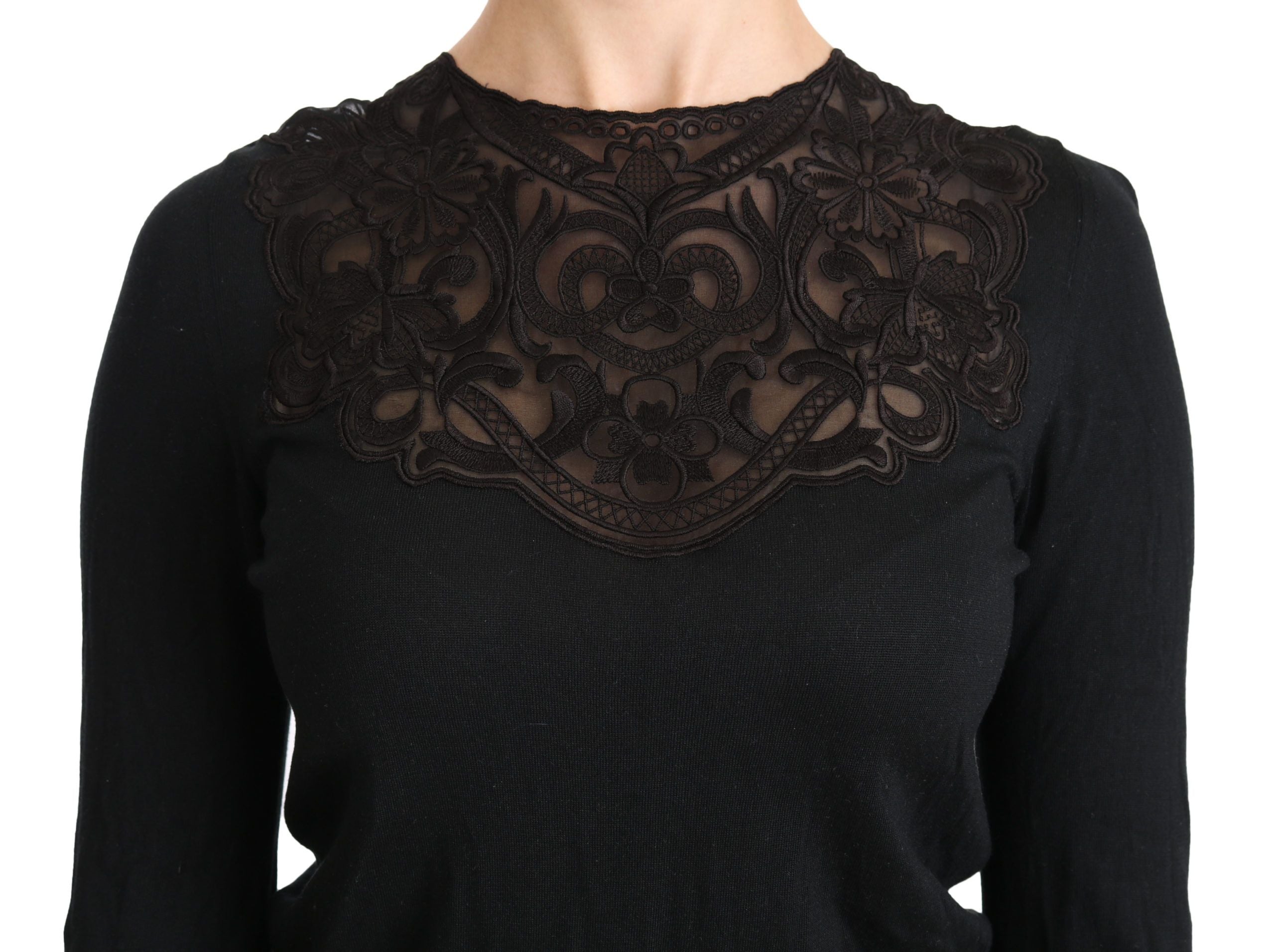 Dolce & Gabbana Elegant Silk-Blend Black Lace Women's Blouse