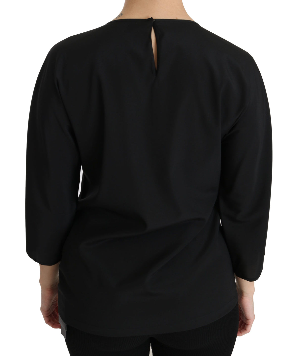 Dolce & Gabbana Black #dgfamily Top T-shirt Silk Women's Blouse
