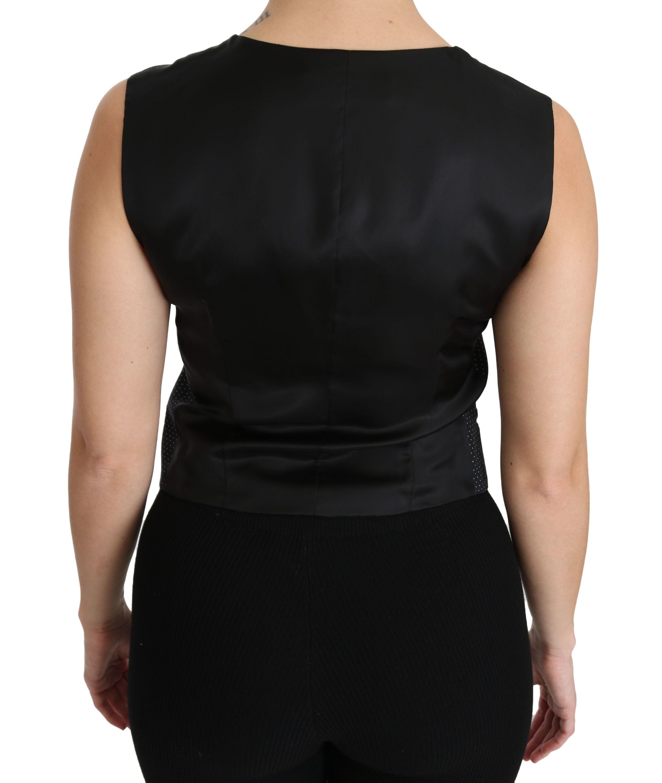 Dolce & Gabbana Chic Black Dotted Wool Blend Sleeveless Women's Vest