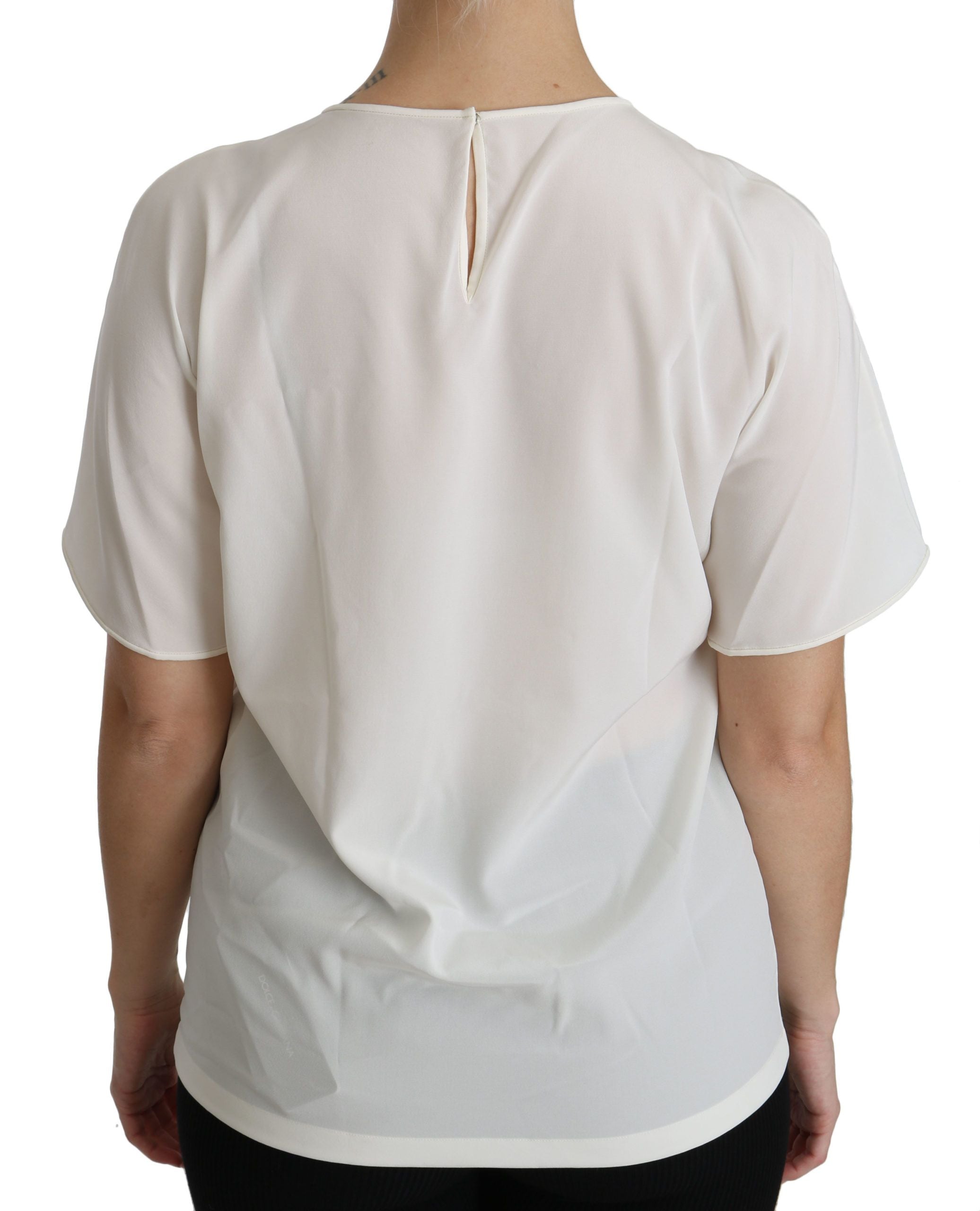 Dolce & Gabbana White #dgfamily Patch Short Sleeve Blouse Women's Top