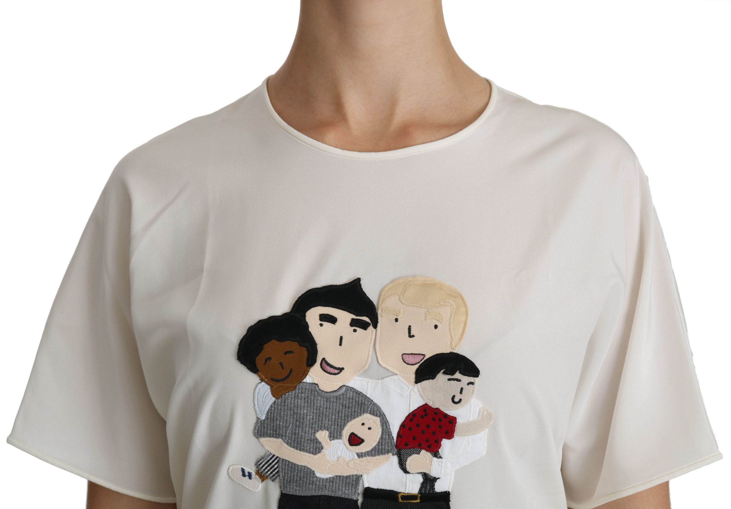Dolce & Gabbana White #dgfamily Patch Short Sleeve Blouse Women's Top