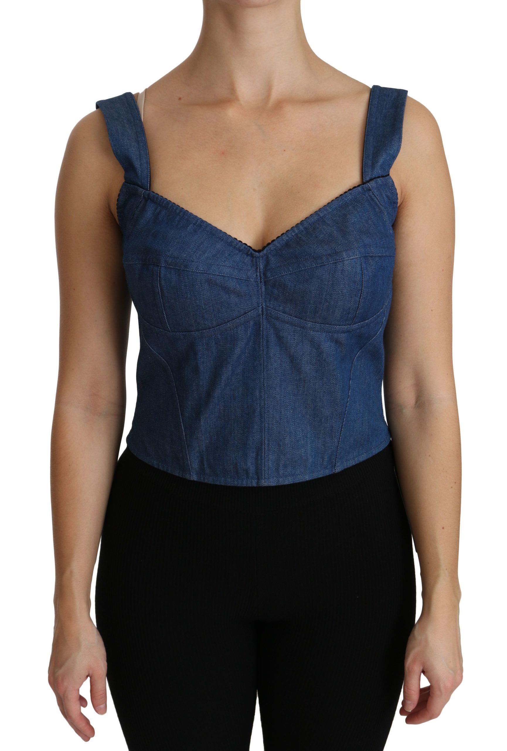 Dolce & Gabbana Elegant Sleeveless Bustier Top in Women's Blue