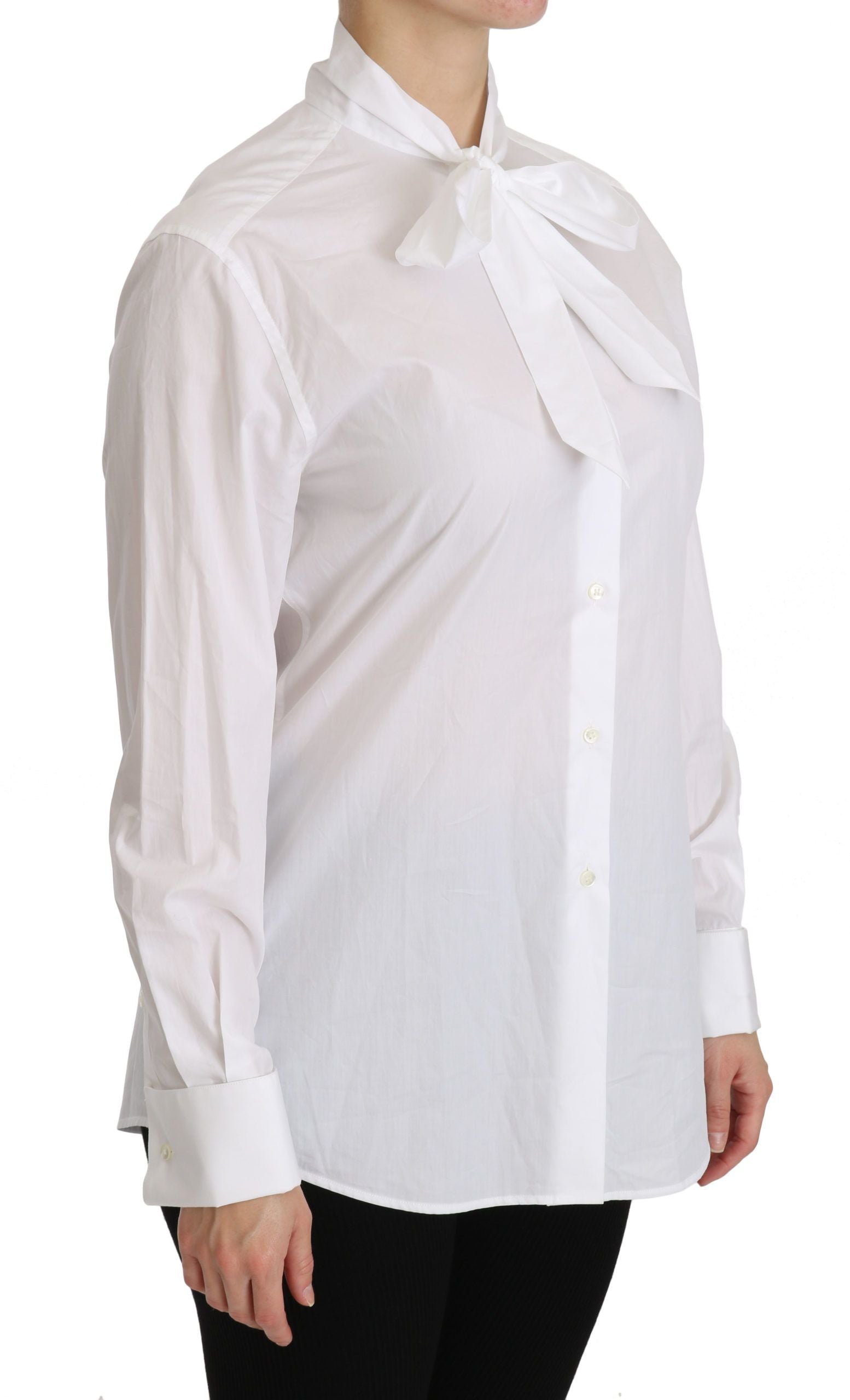 Dolce & Gabbana White Turtle Neck Long Sleeve Polo Women's Shirt