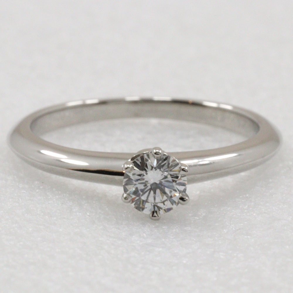 Tiffany & Co Solitaire Silver Platinum Ring Jewelry (Pre-Owned)
