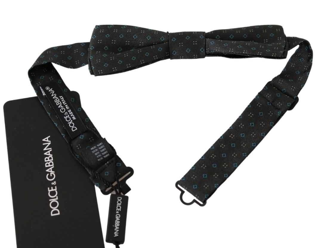 Dolce & Gabbana Elegant Silk Gray Patterned Bow Men's Tie
