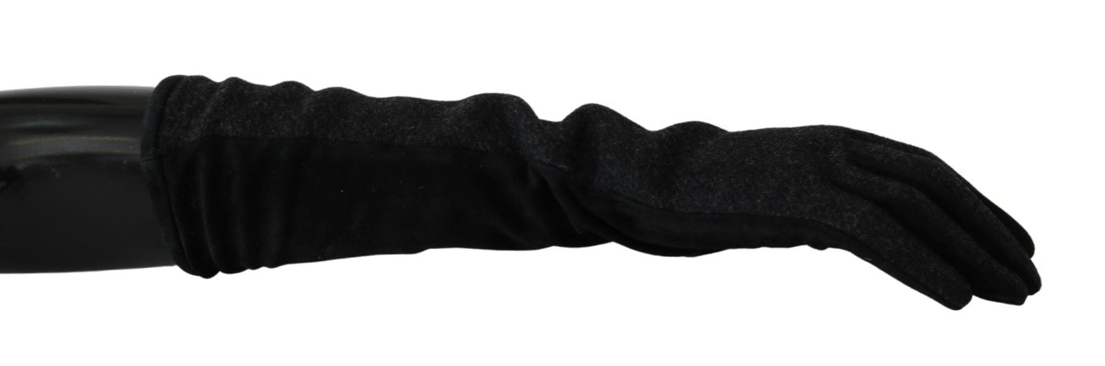 Dolce & Gabbana Black Gray Mid Arm Length Mittens Wool Women's Gloves