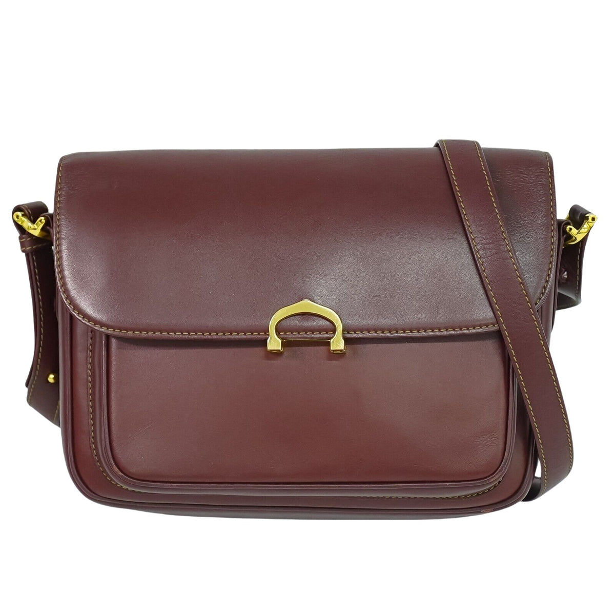 Cartier Must De Cartier Burgundy Leather Shoulder Bag (Pre-Owned)