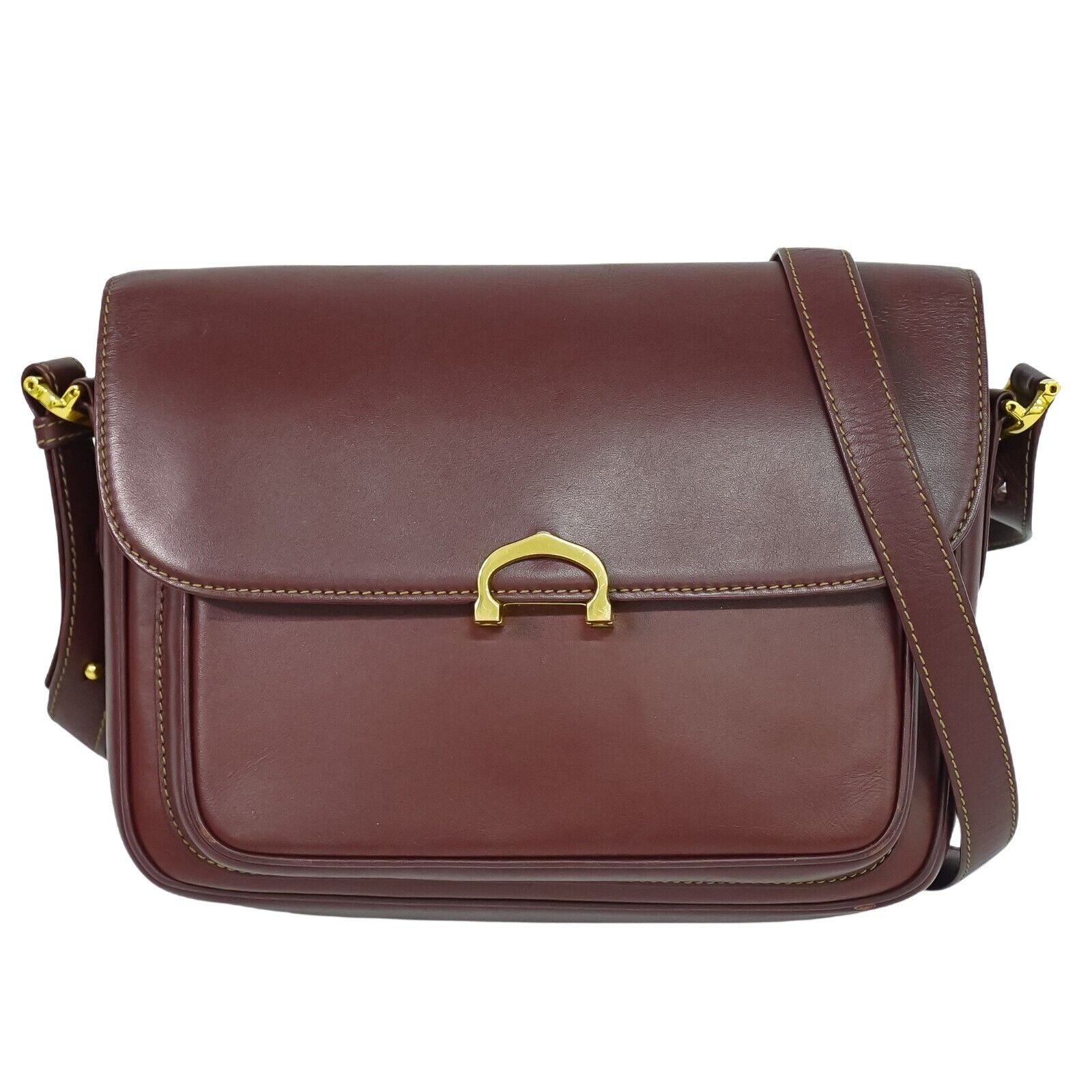 Cartier Must De Cartier Burgundy Leather Shoulder Bag (Pre-Owned)
