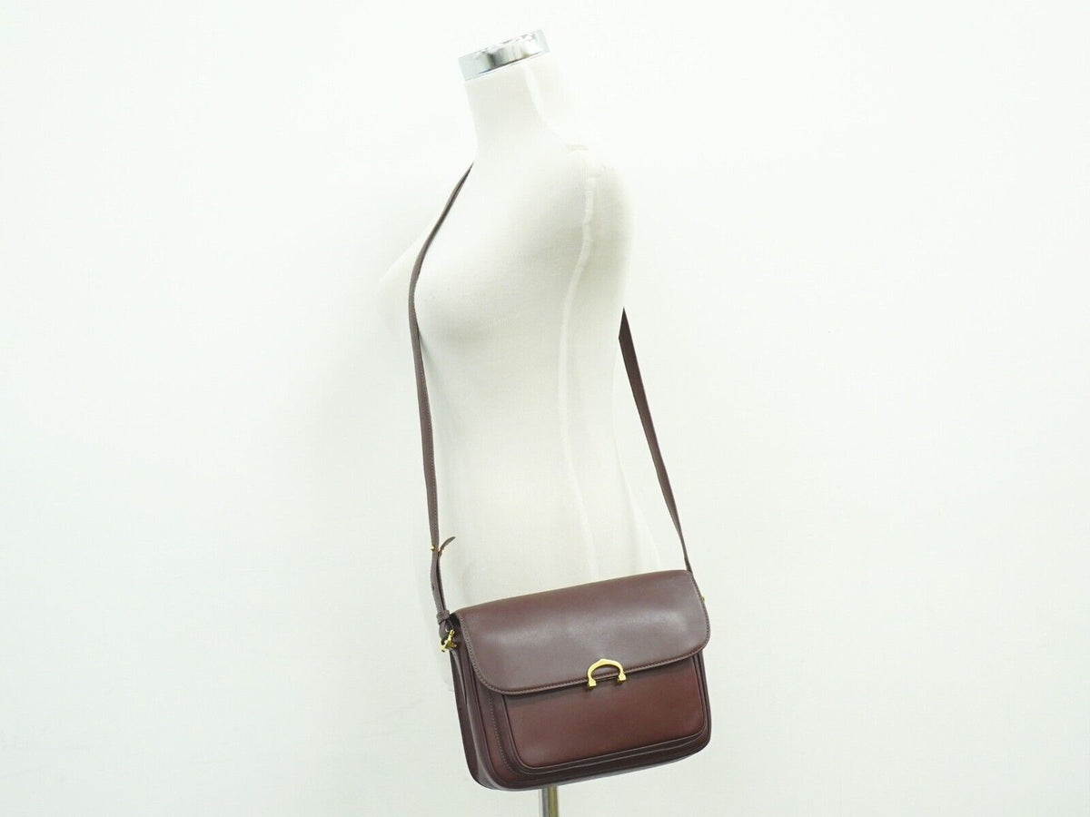 Cartier Must De Cartier Burgundy Leather Shoulder Bag (Pre-Owned)