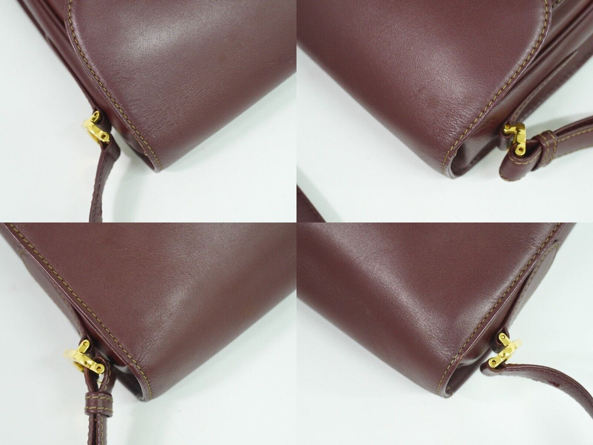 Cartier Must De Cartier Burgundy Leather Shoulder Bag (Pre-Owned)