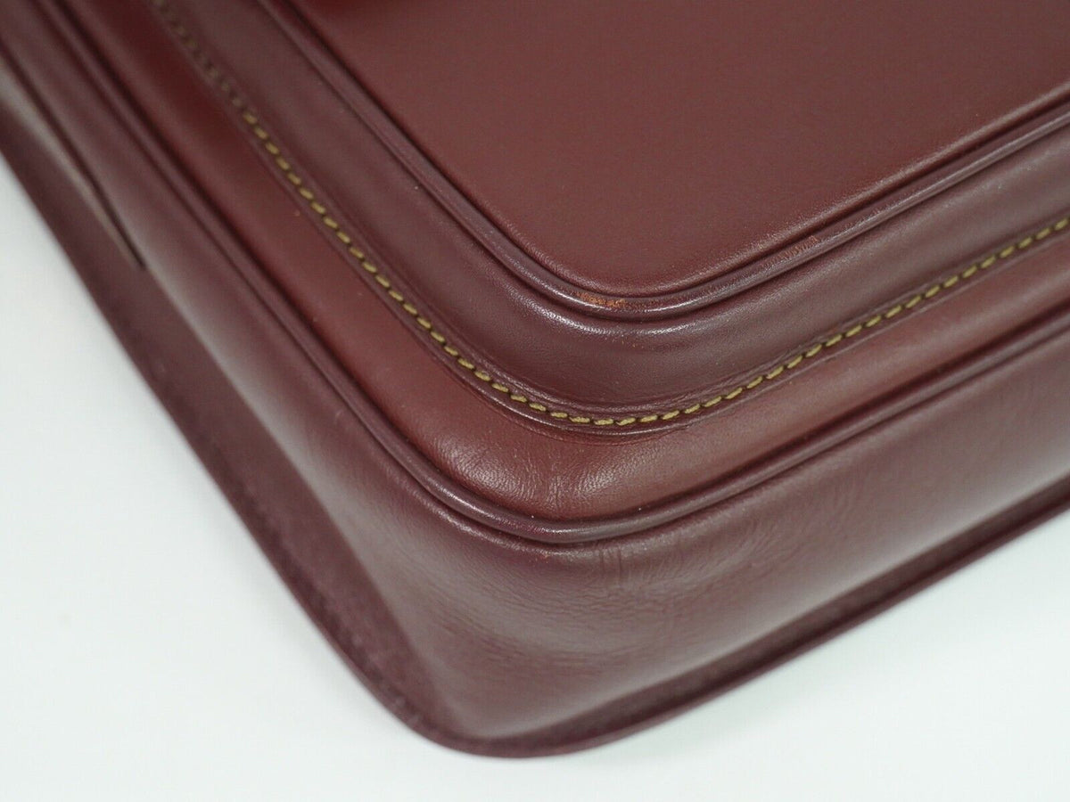 Cartier Must De Cartier Burgundy Leather Shoulder Bag (Pre-Owned)