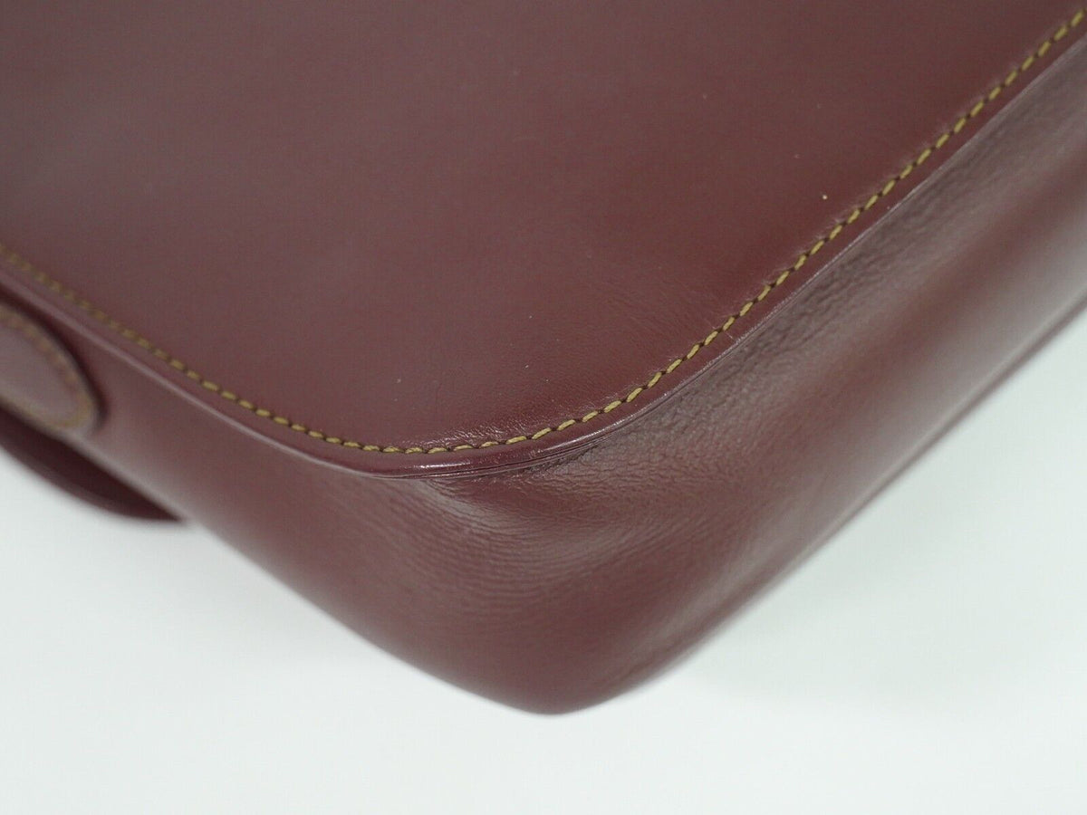 Cartier Must De Cartier Burgundy Leather Shoulder Bag (Pre-Owned)