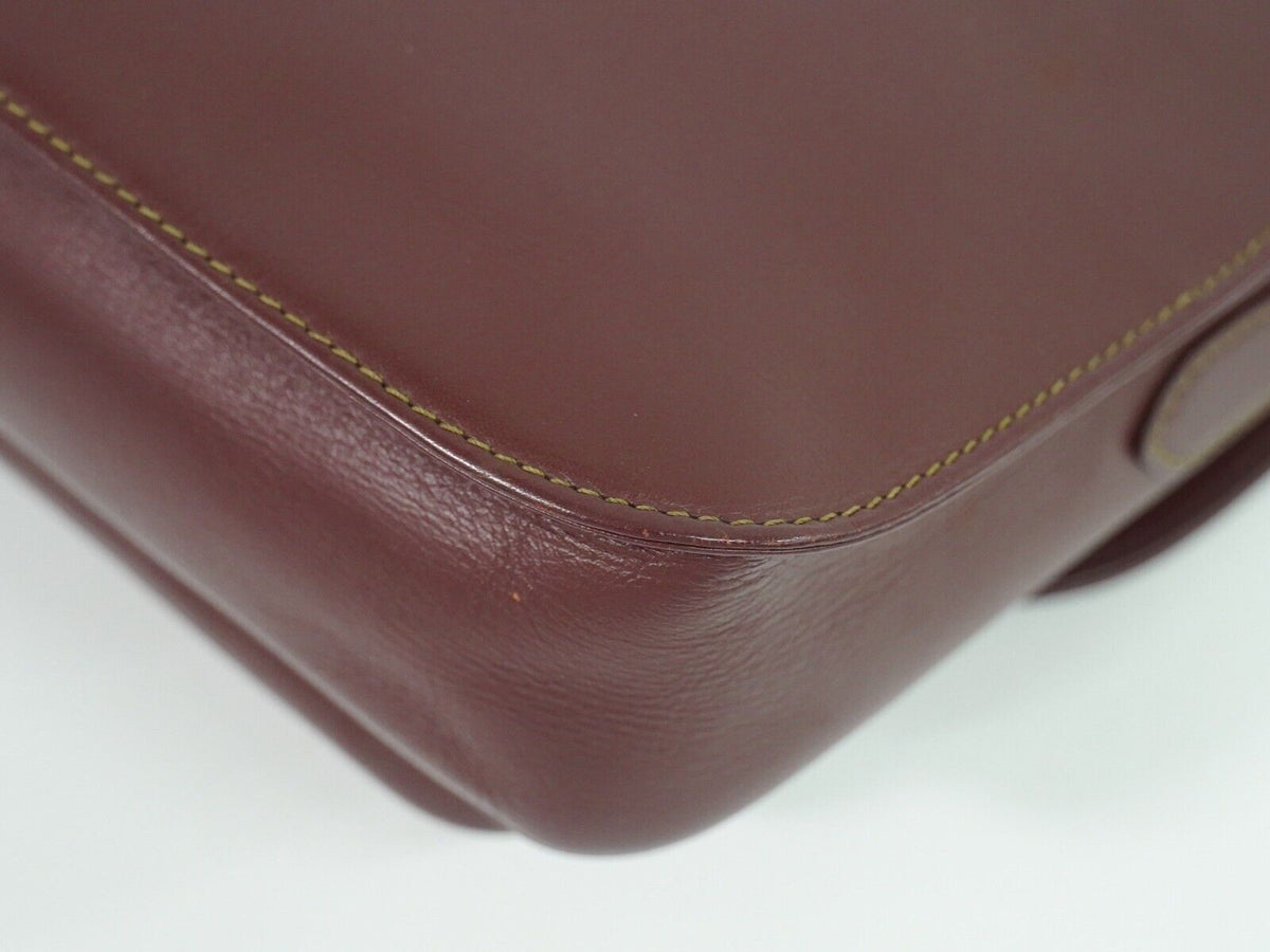 Cartier Must De Cartier Burgundy Leather Shoulder Bag (Pre-Owned)