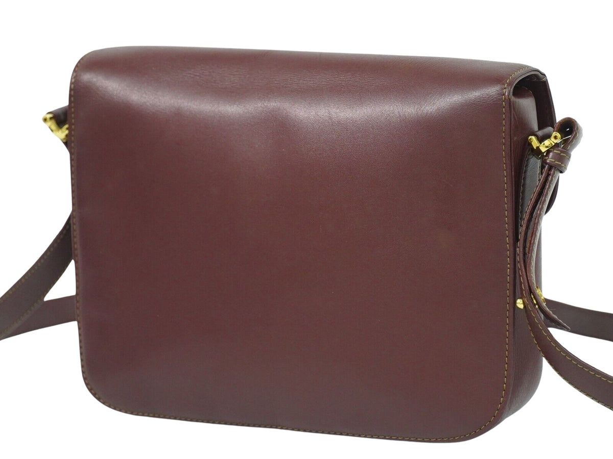 Cartier Must De Cartier Burgundy Leather Shoulder Bag (Pre-Owned)