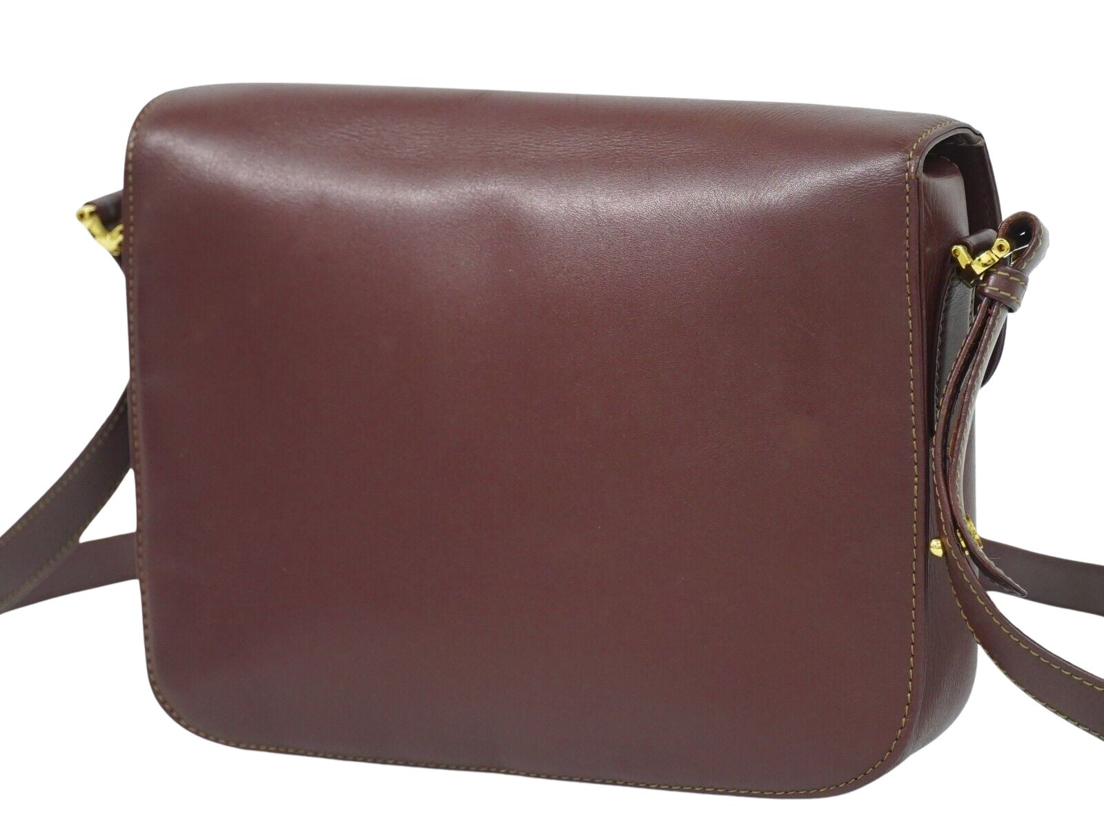Cartier Must De Cartier Burgundy Leather Shoulder Bag (Pre-Owned)