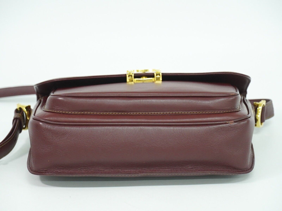 Cartier Must De Cartier Burgundy Leather Shoulder Bag (Pre-Owned)