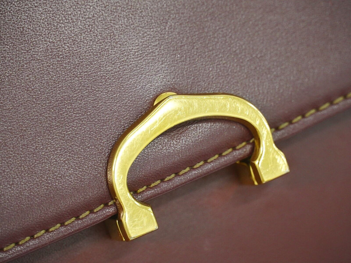 Cartier Must De Cartier Burgundy Leather Shoulder Bag (Pre-Owned)