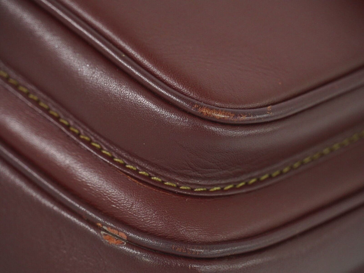 Cartier Must De Cartier Burgundy Leather Shoulder Bag (Pre-Owned)