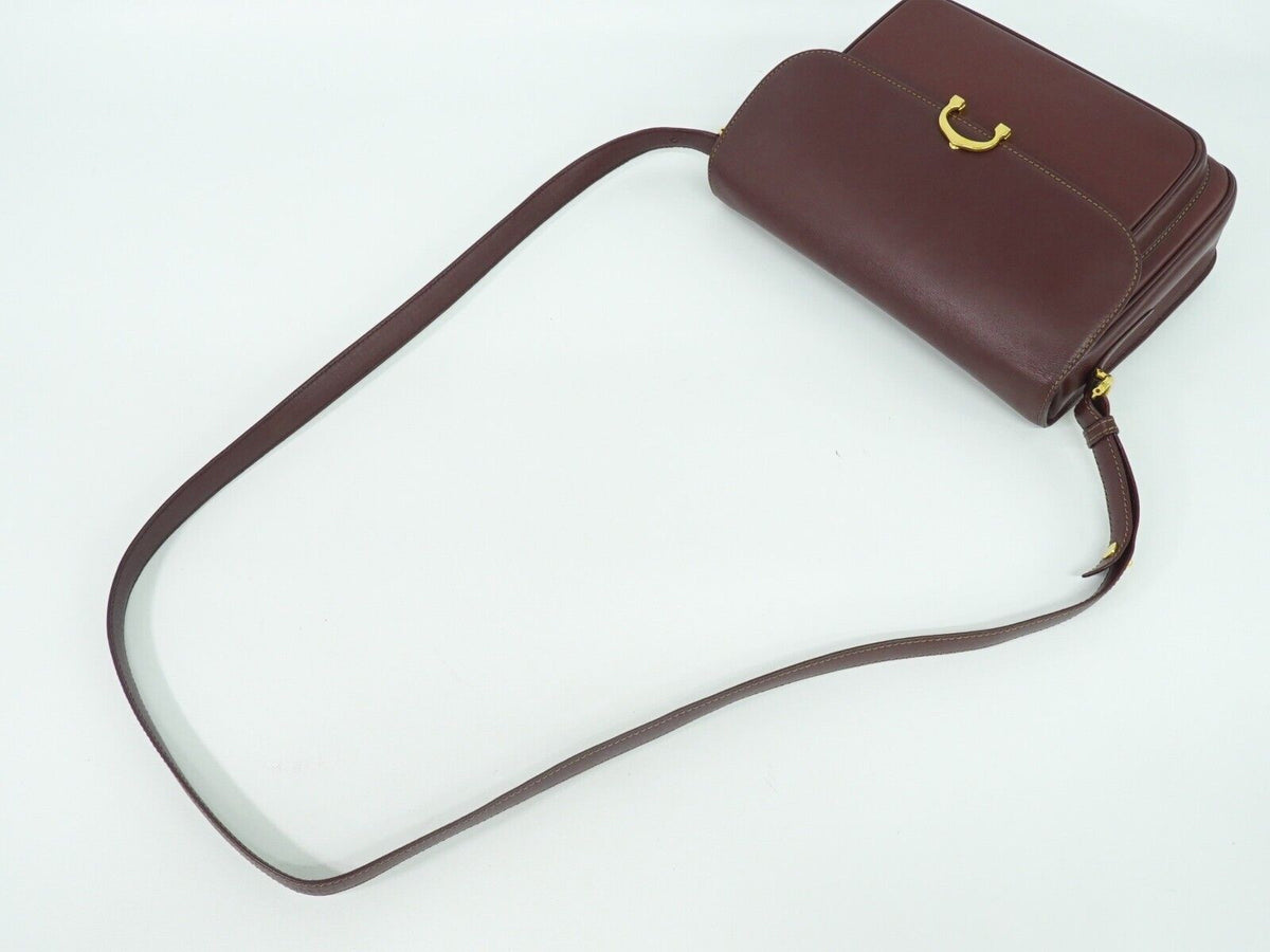 Cartier Must De Cartier Burgundy Leather Shoulder Bag (Pre-Owned)