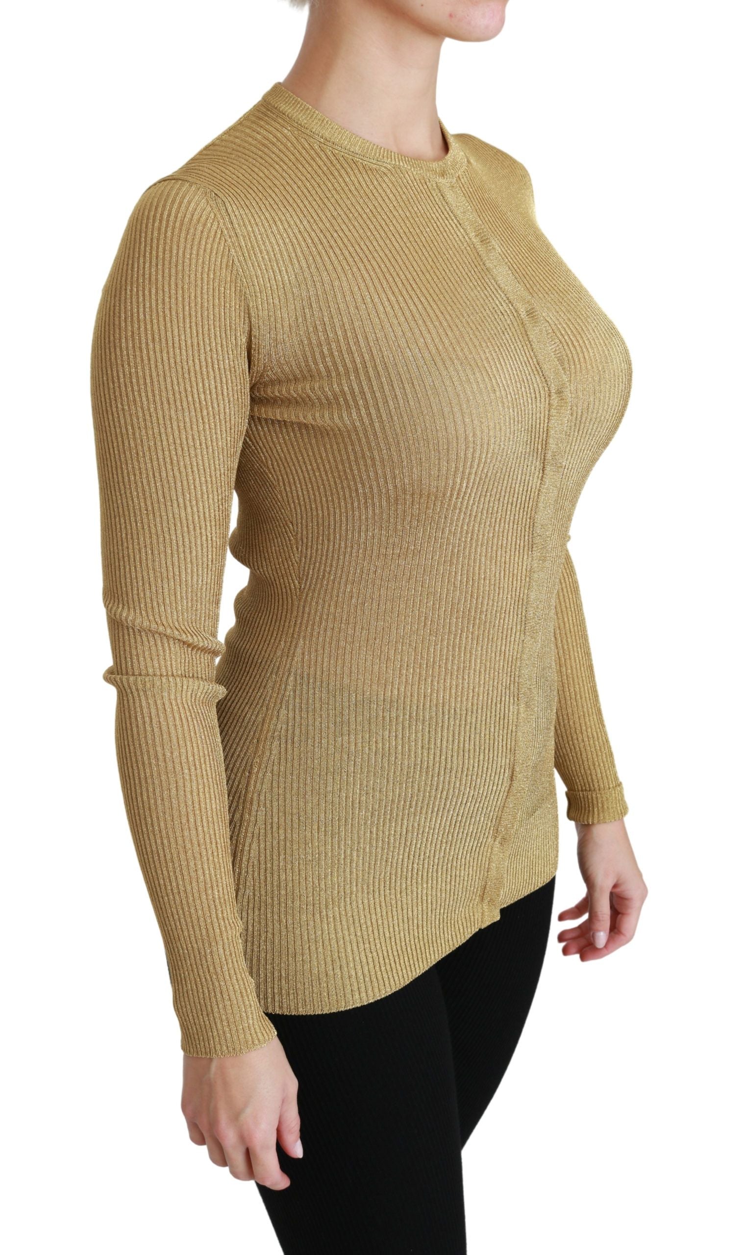 Dolce & Gabbana Gold Long Sleeve Cardigan Viscose Women's Sweater