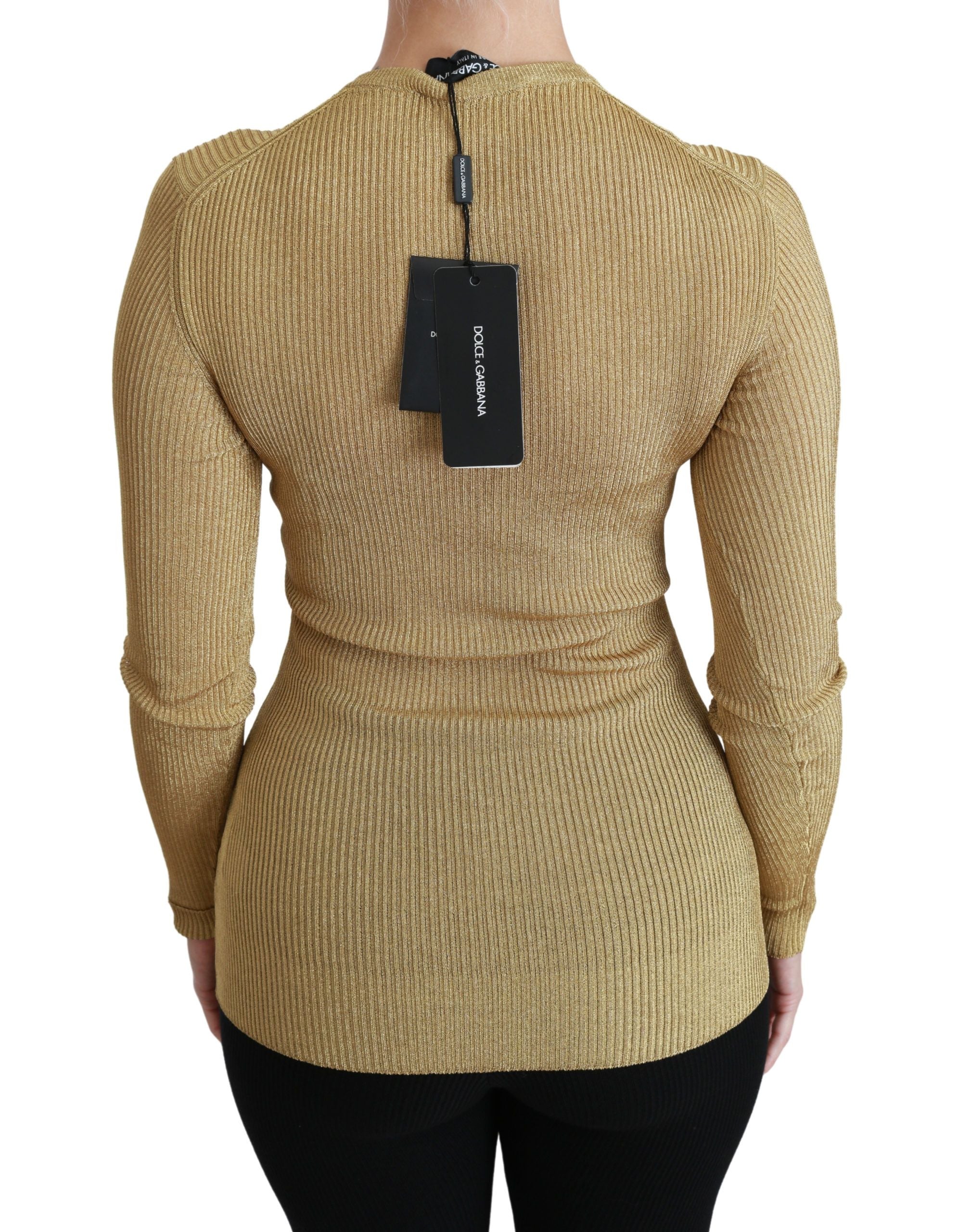 Dolce & Gabbana Gold Long Sleeve Cardigan Viscose Women's Sweater