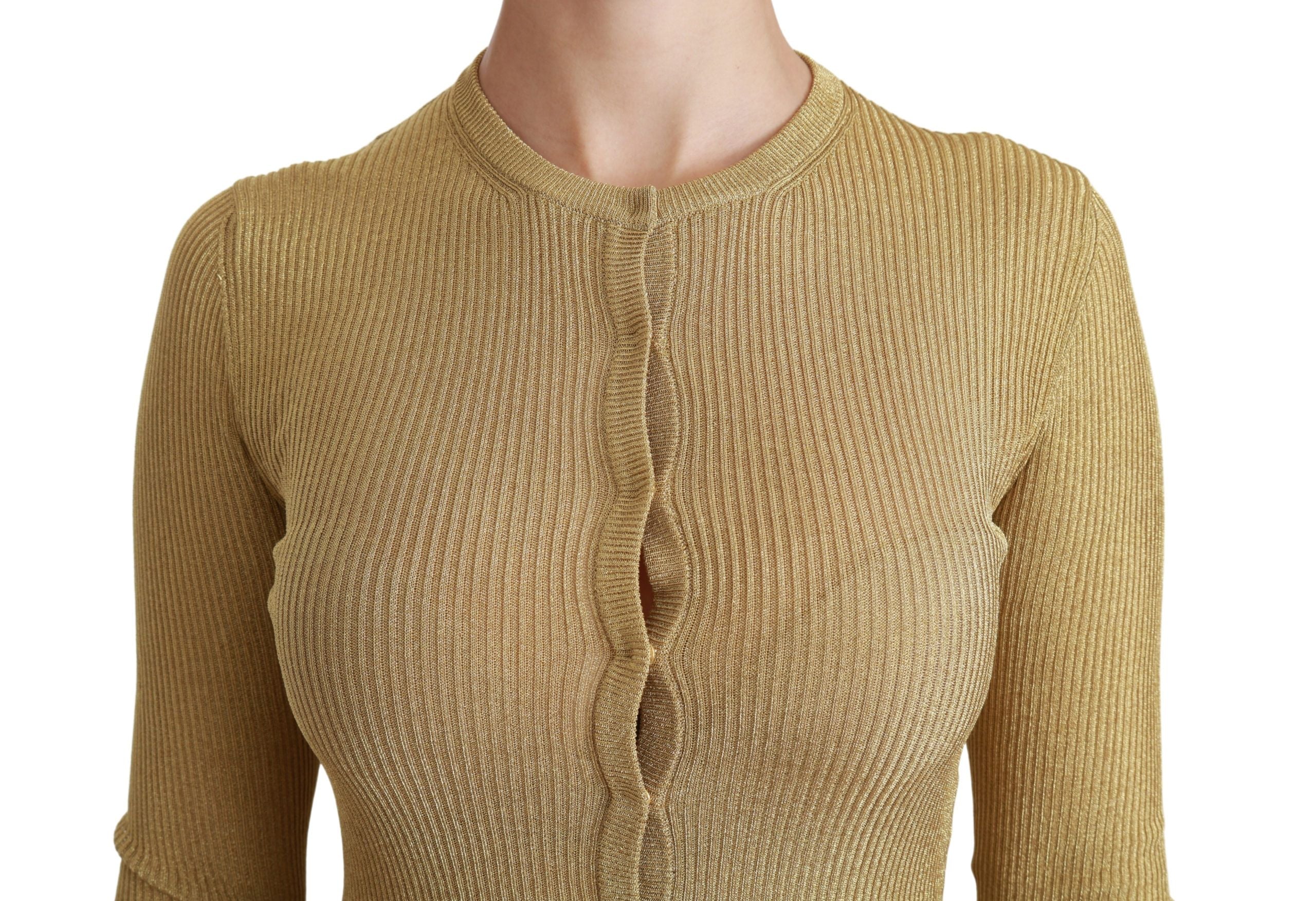 Dolce & Gabbana Gold Long Sleeve Cardigan Viscose Women's Sweater