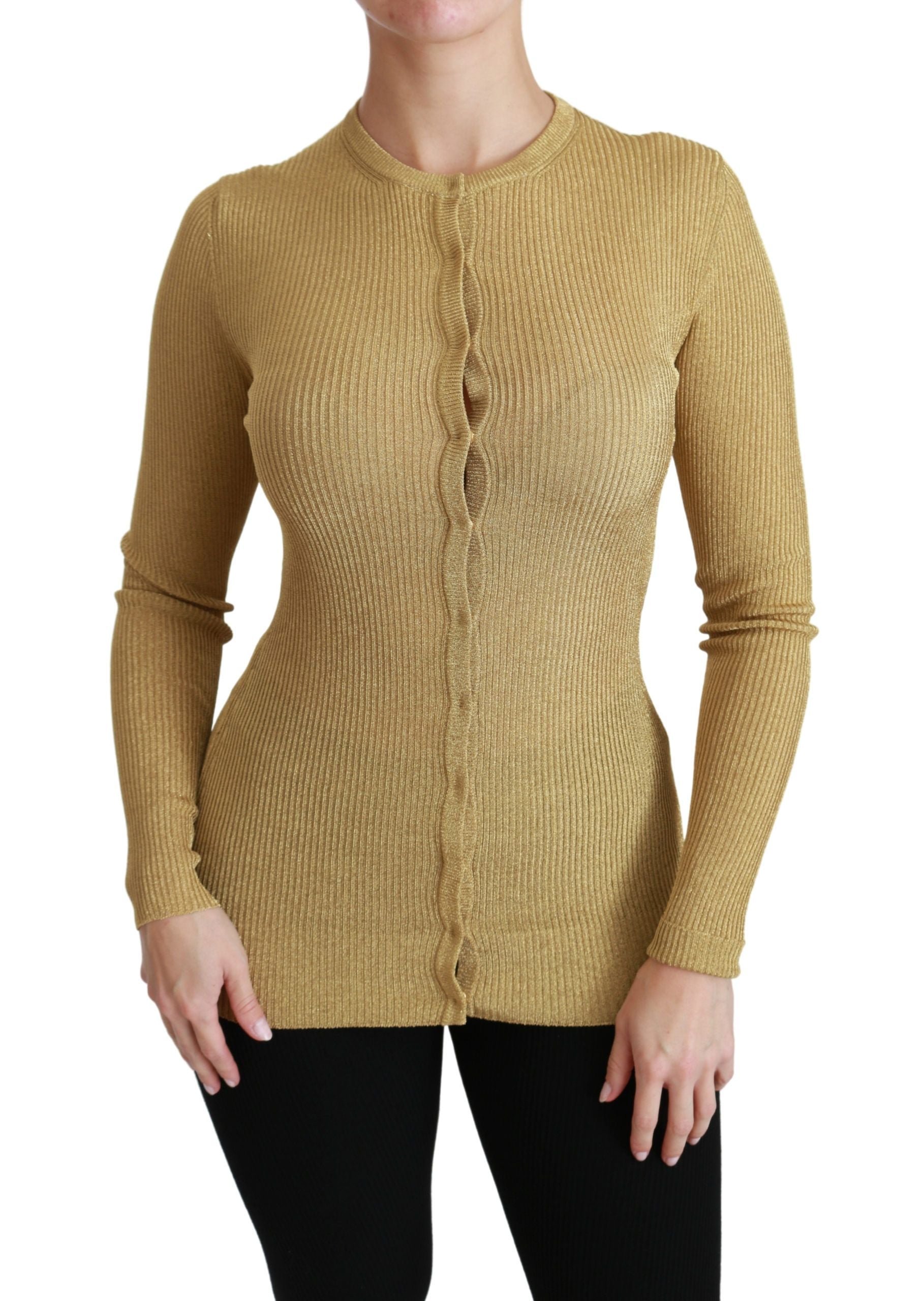 Dolce & Gabbana Elegant Long Sleeve Gold Women's Cardigan