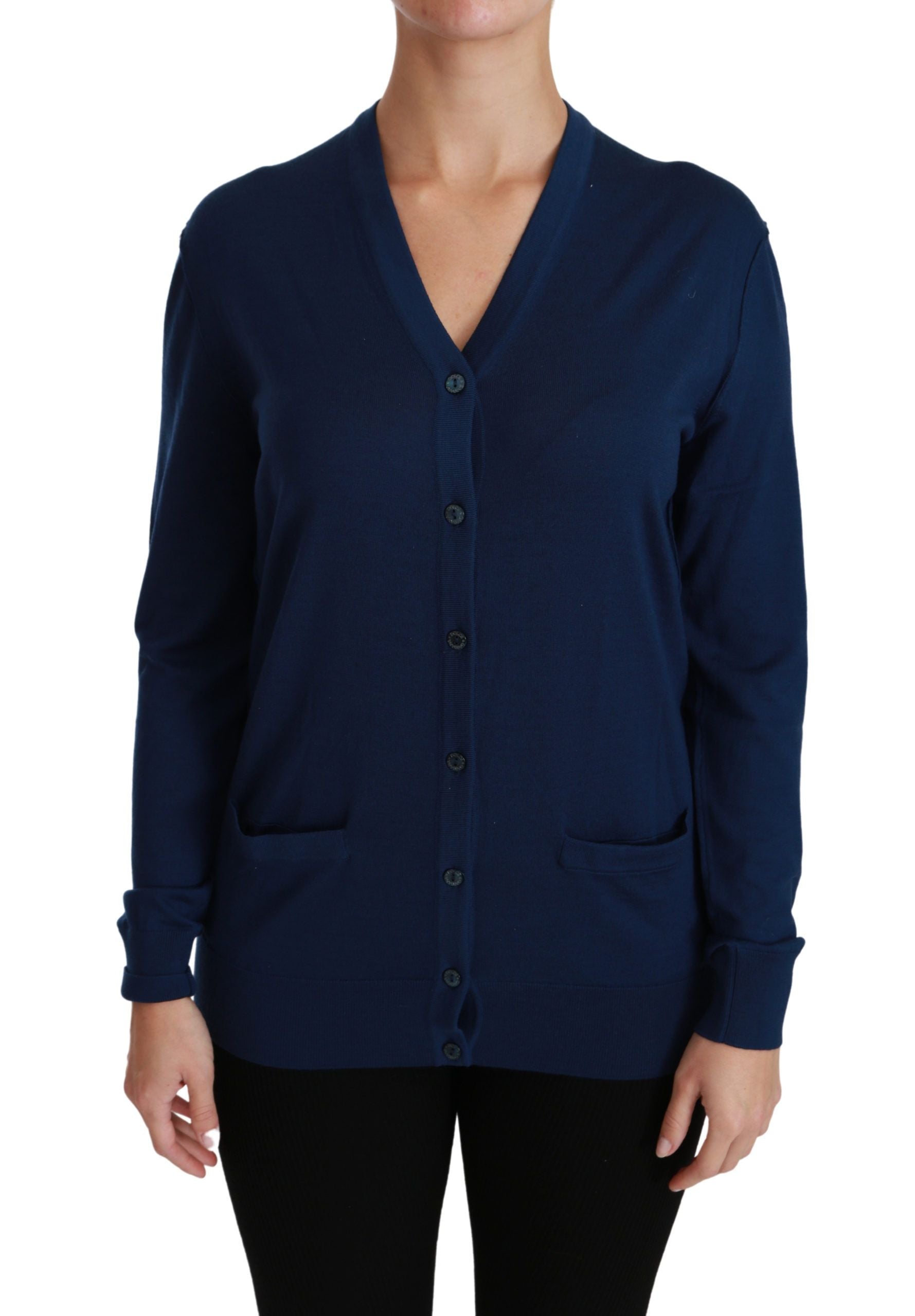 Dolce & Gabbana Elegant Blue Virgin Wool Women's Cardigan