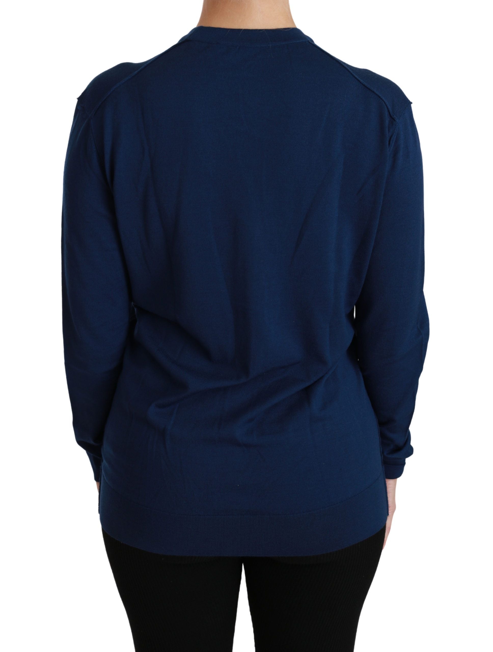Dolce & Gabbana Blue Button Cardigan Virgin Wool Women's Sweater