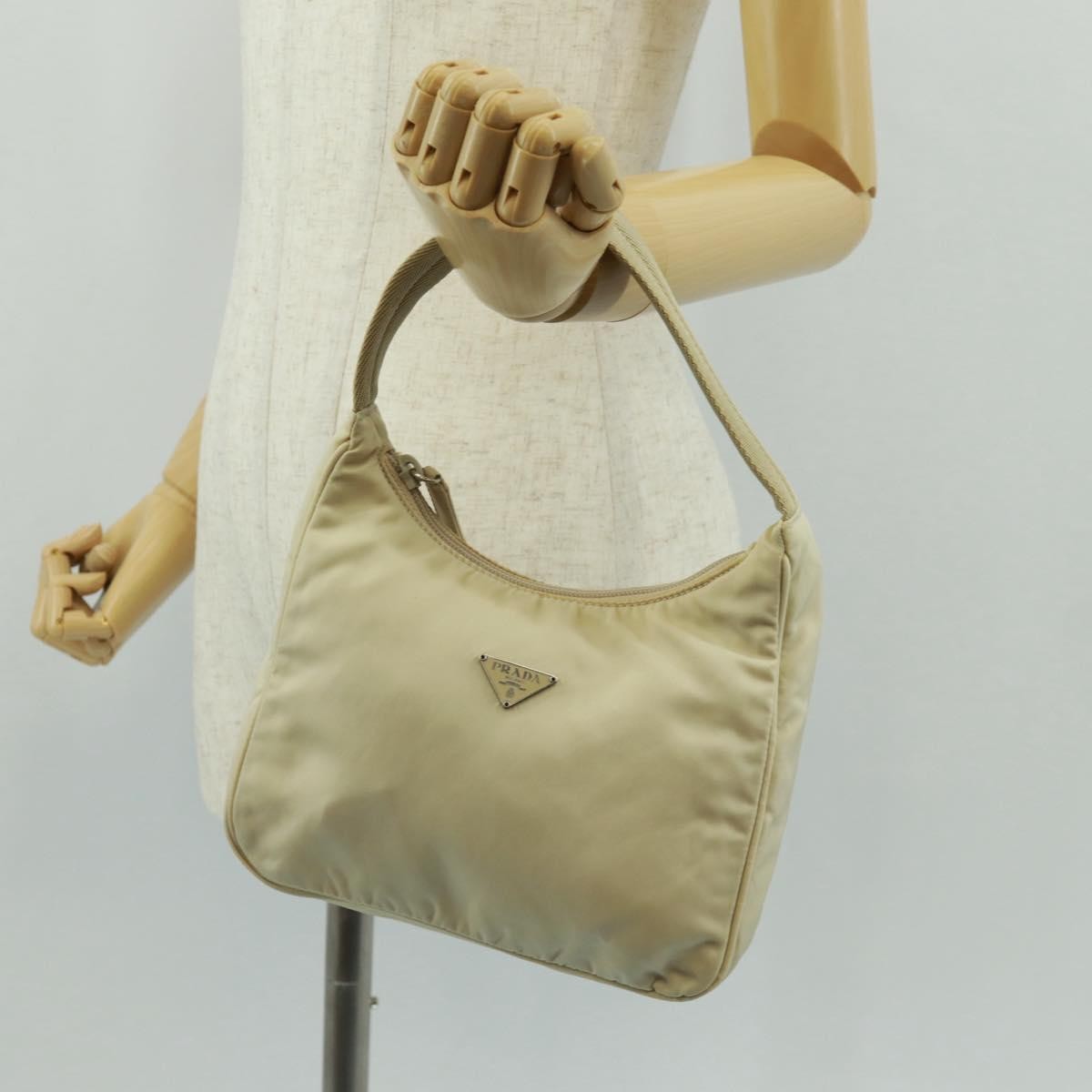Prada Hobo Tessuto Beige Nylon Handbag (Pre-Owned)