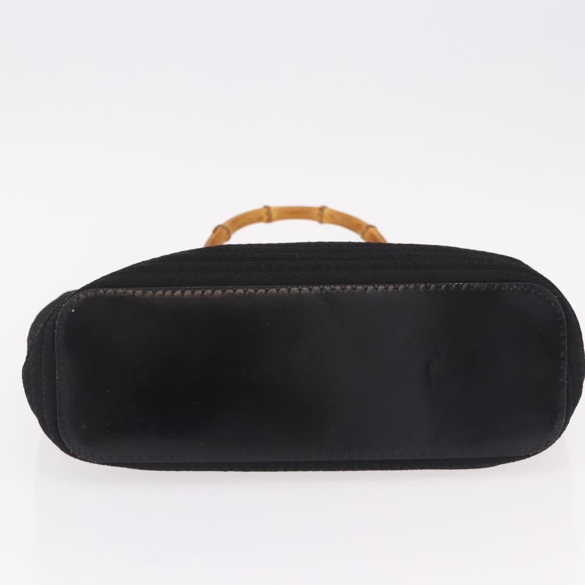 Gucci Vintage Bamboo Handle Canvas Black Canvas Tote Bag Bag (Pre-Owned)