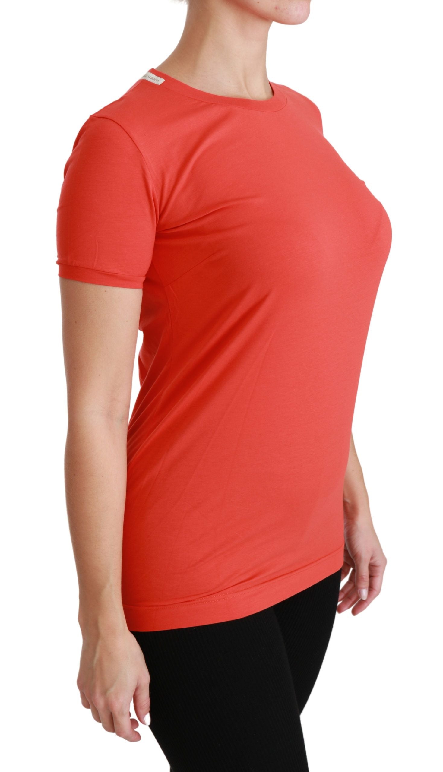 Dolce & Gabbana Red Crewneck Short Sleeve T-shirt Cotton Women's Top